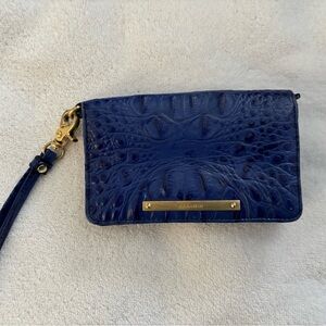 Brahmin Royal Blue Melbourne Croc Embossed Leather Debra Wristlet Wallet